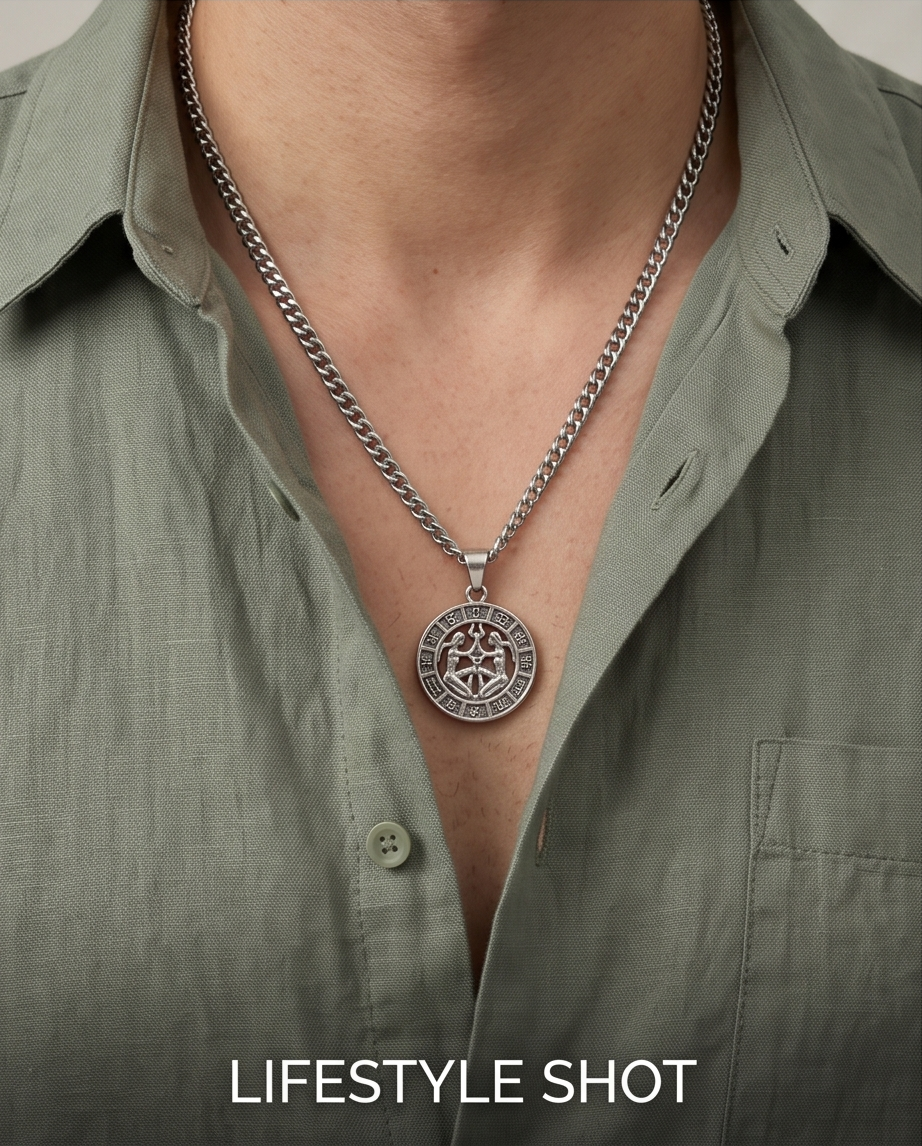 18' Zodiac Gemini Stainless Steel Pendant Necklace