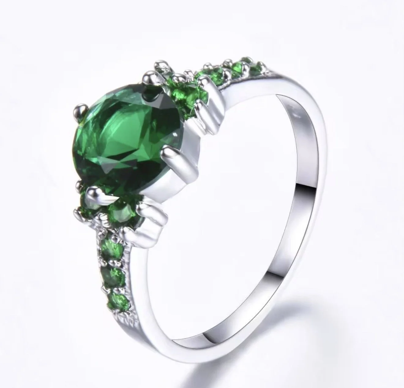 Emerald Elegance Silver Ring