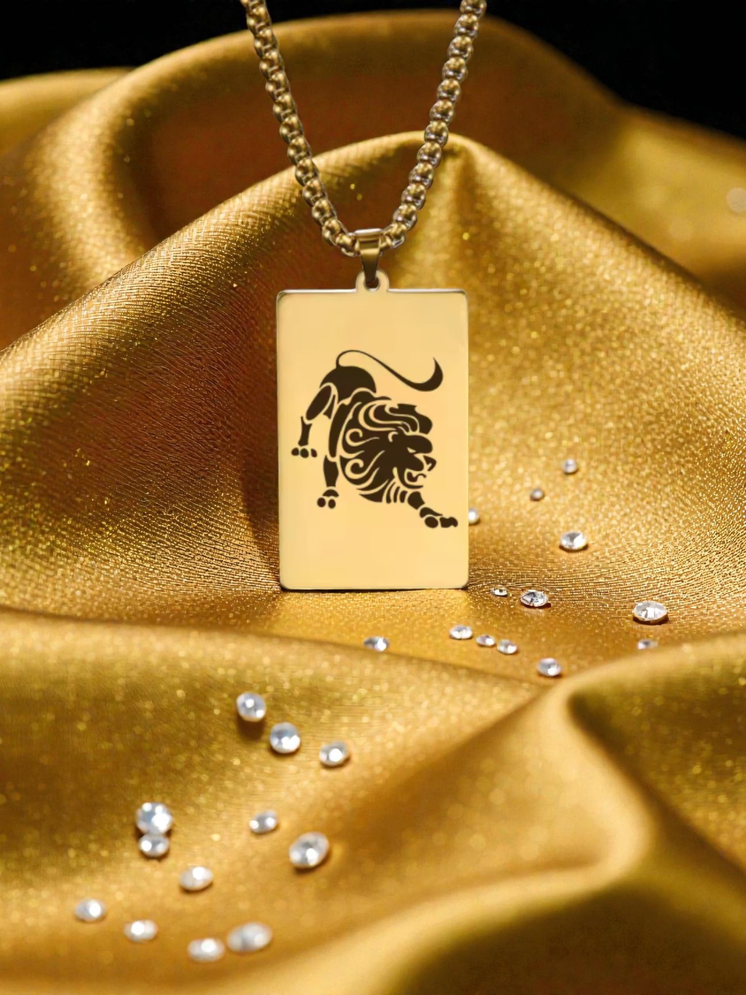 BG09 20' Leo Gold/Silver Zodiac Tag Necklace