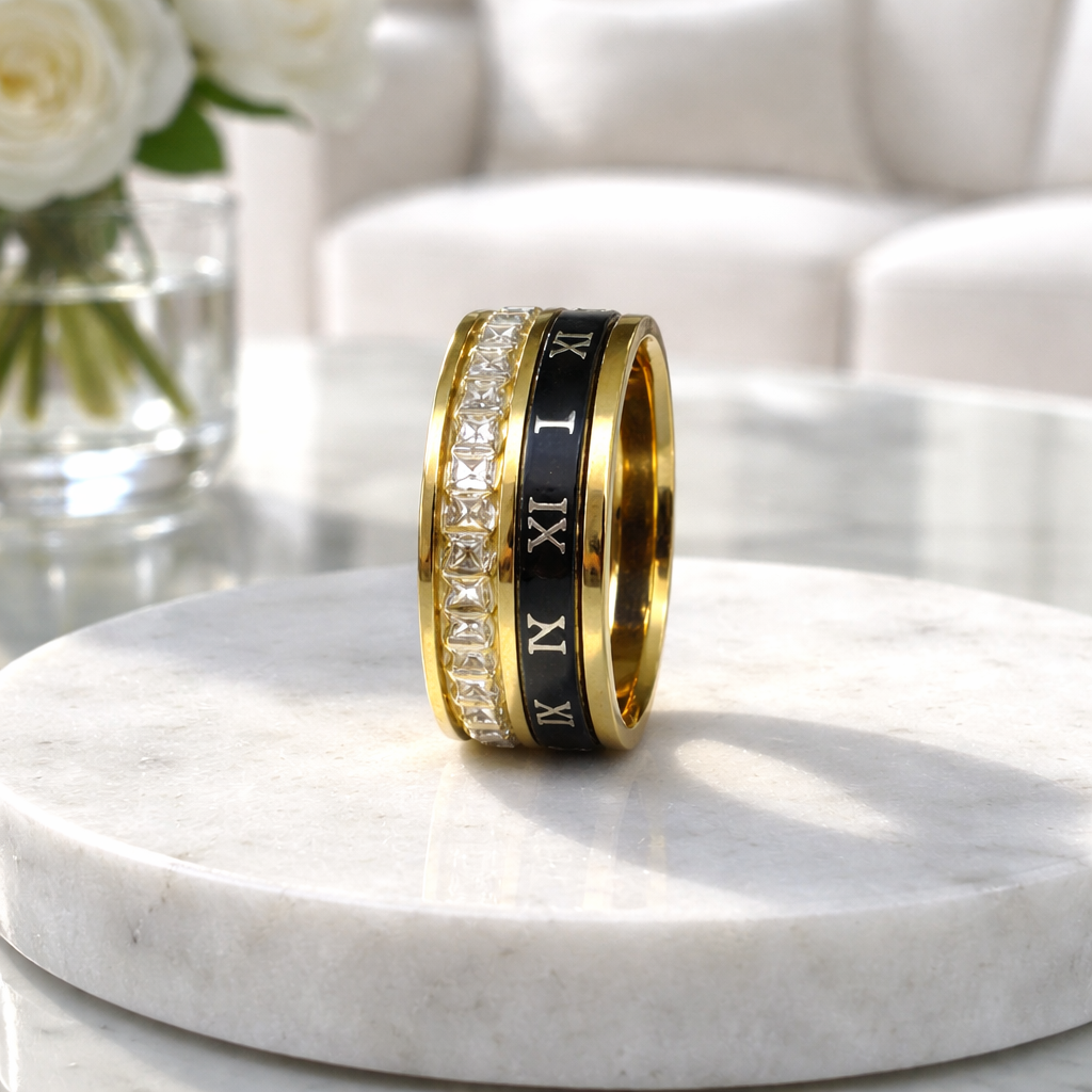 Roman Numeral Titanium Eternity Ring