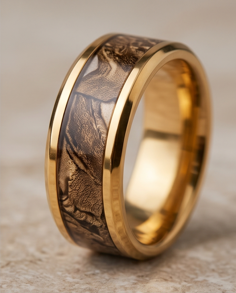 Gold-Plated Textured Inlay Ring