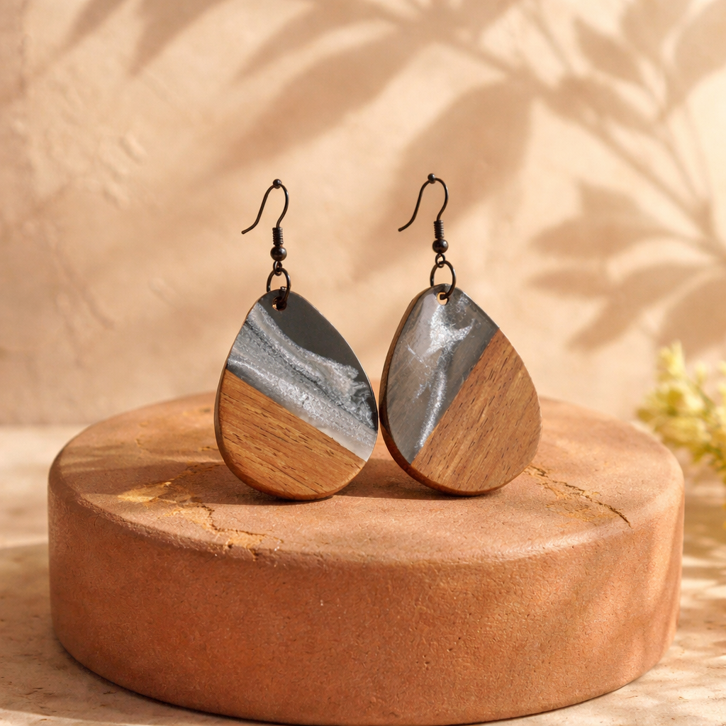 E02 Hyperallergic Wooden Resin Earrings