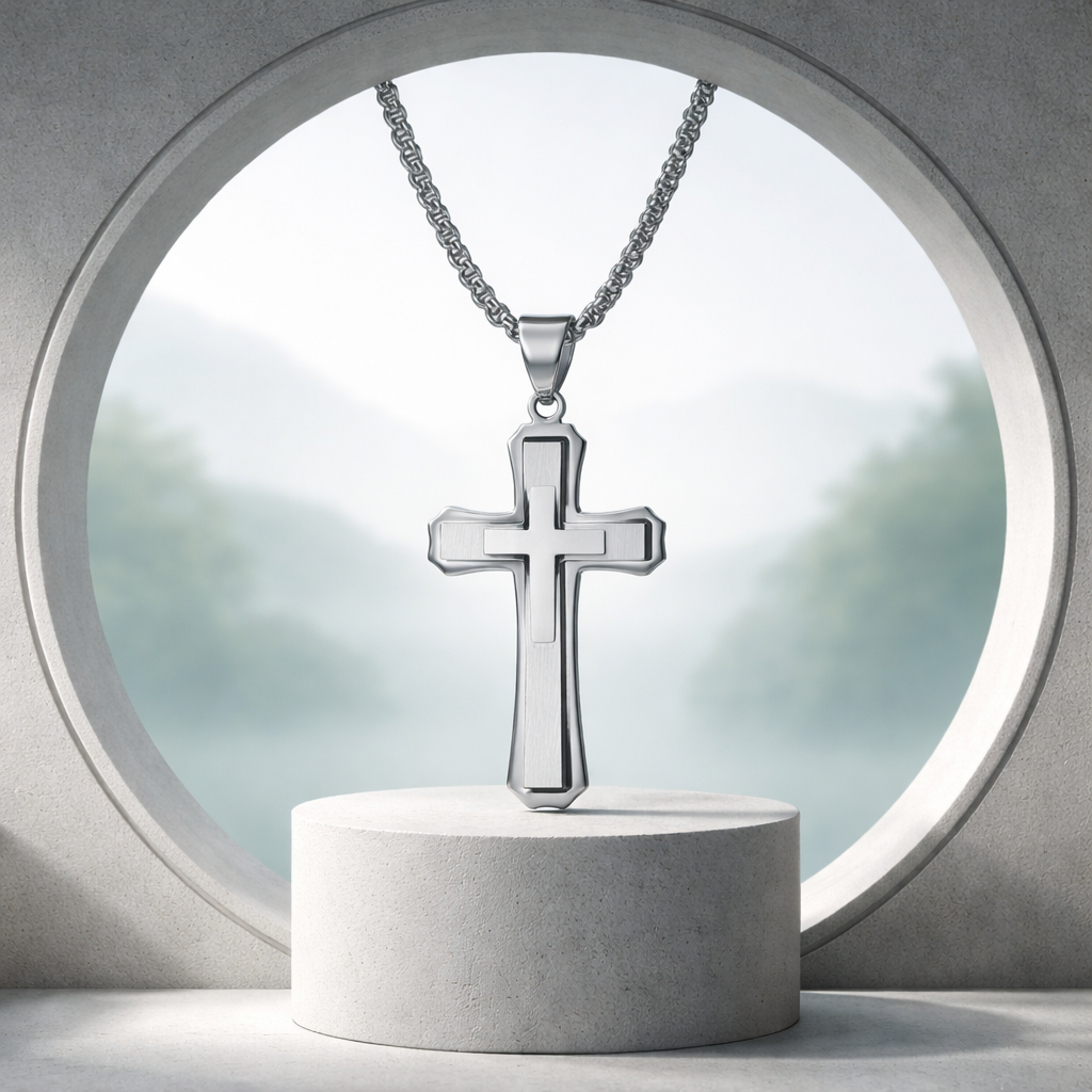 D12 Stainless Steel Cross Pendant Necklace