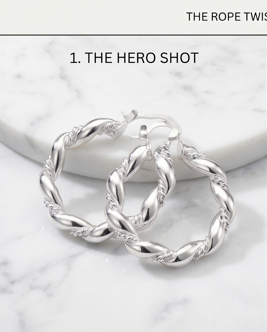 ER003 Sterling Silver Twisted Hoop Earrings