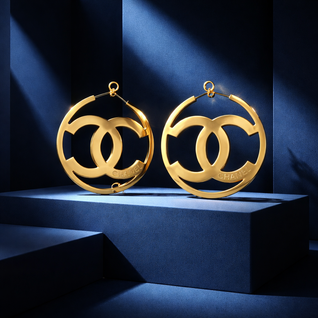 ER18 Luxurious Silver/Gold-Plated CHANNEL Statement Earrings