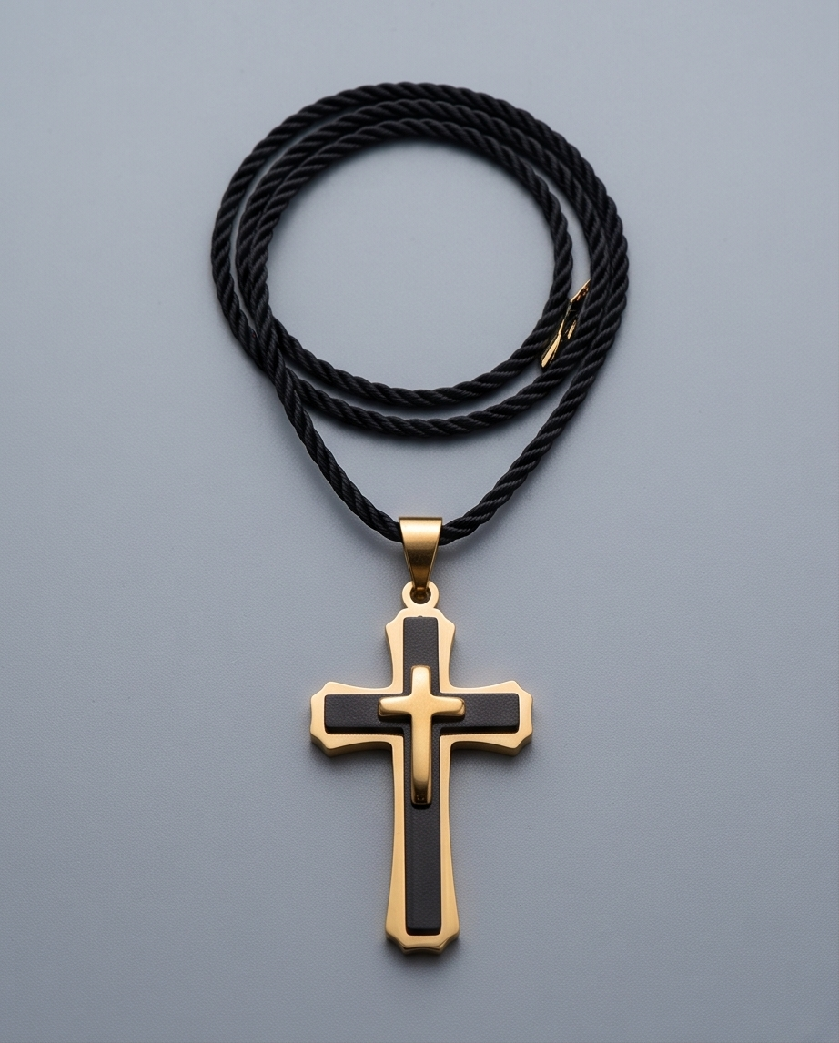 Two-Tone Stainless Steel Cross Necklace