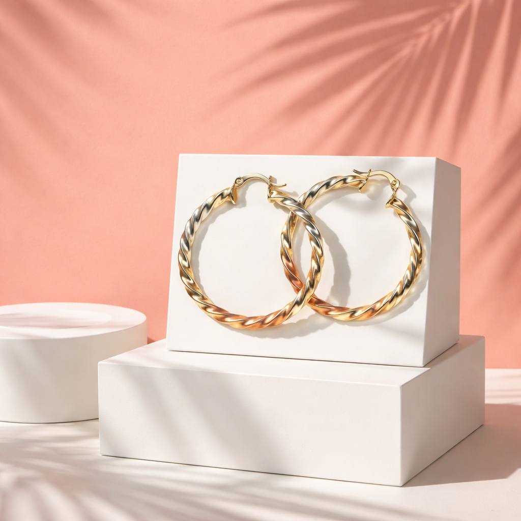 Twisted Gold Hoop Earrings