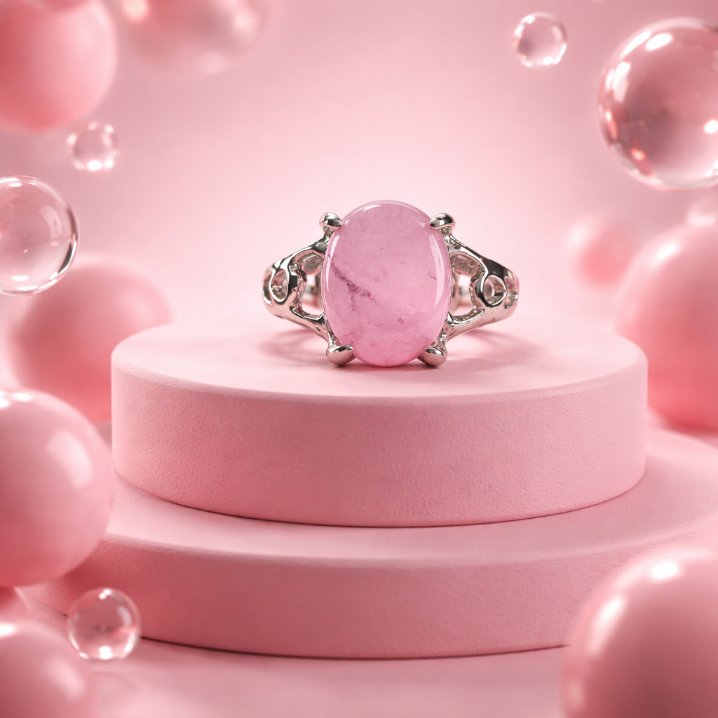 SR833 Rose Quartz Elegance Ring Size 9