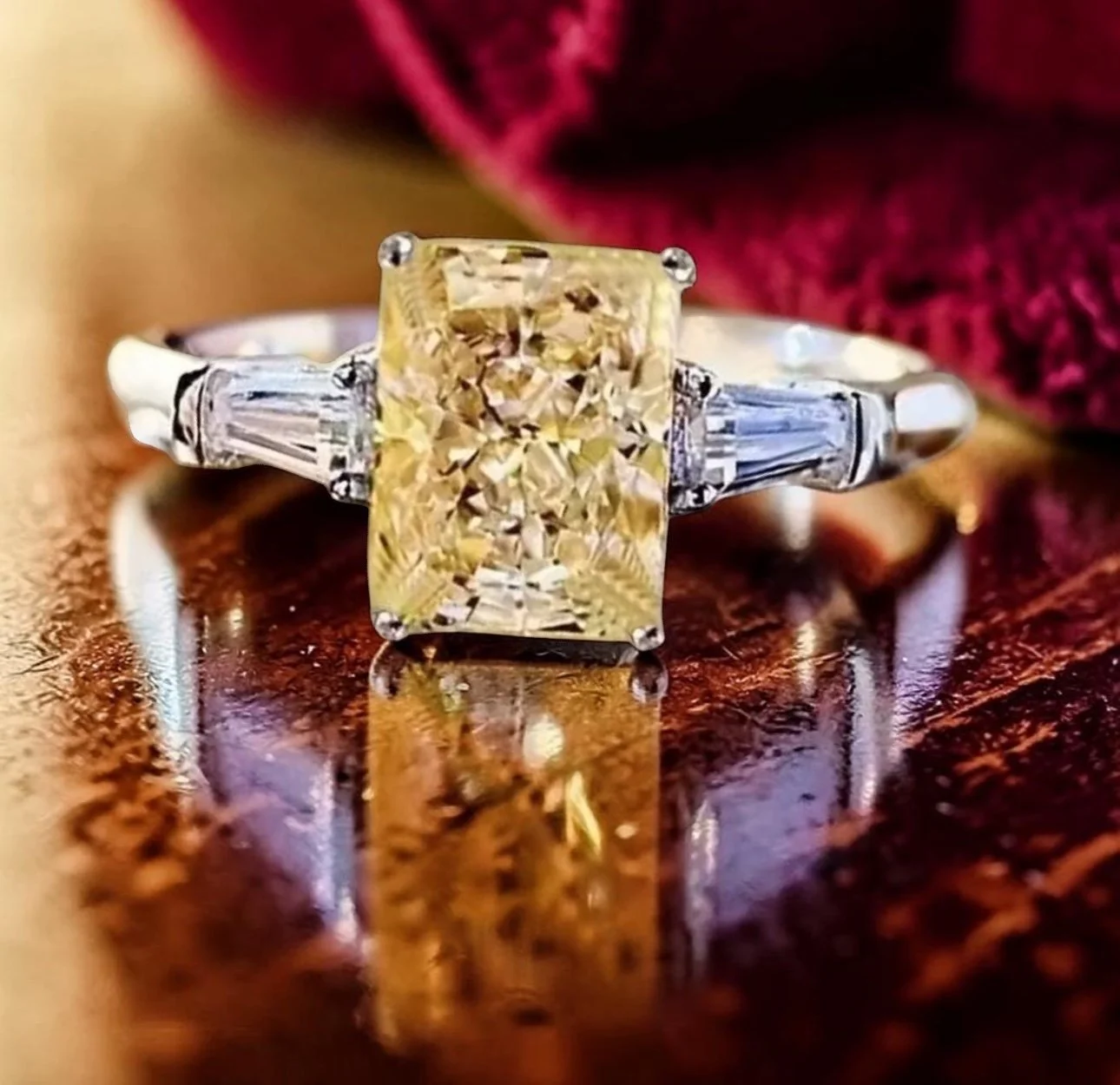 SK02 Sunshine Elegance Radiant-Cut Yellow Gemstone Ring