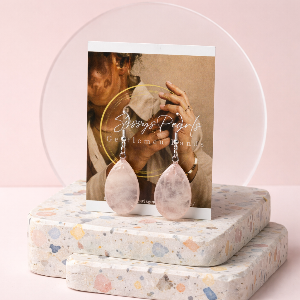 Rose Quartz Teardrop Earrings
