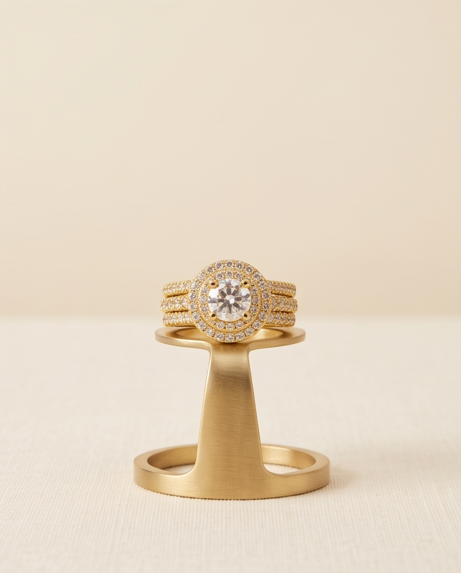 Luxurious Gold Halo Engagement Ring