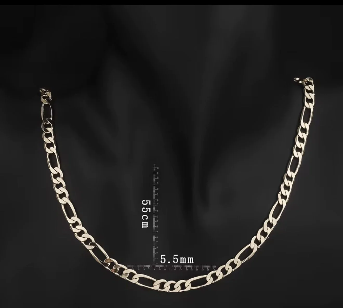 FL304 5.5MM 14K Gold Figaro High Premium Quality Multiple Width and Lengths