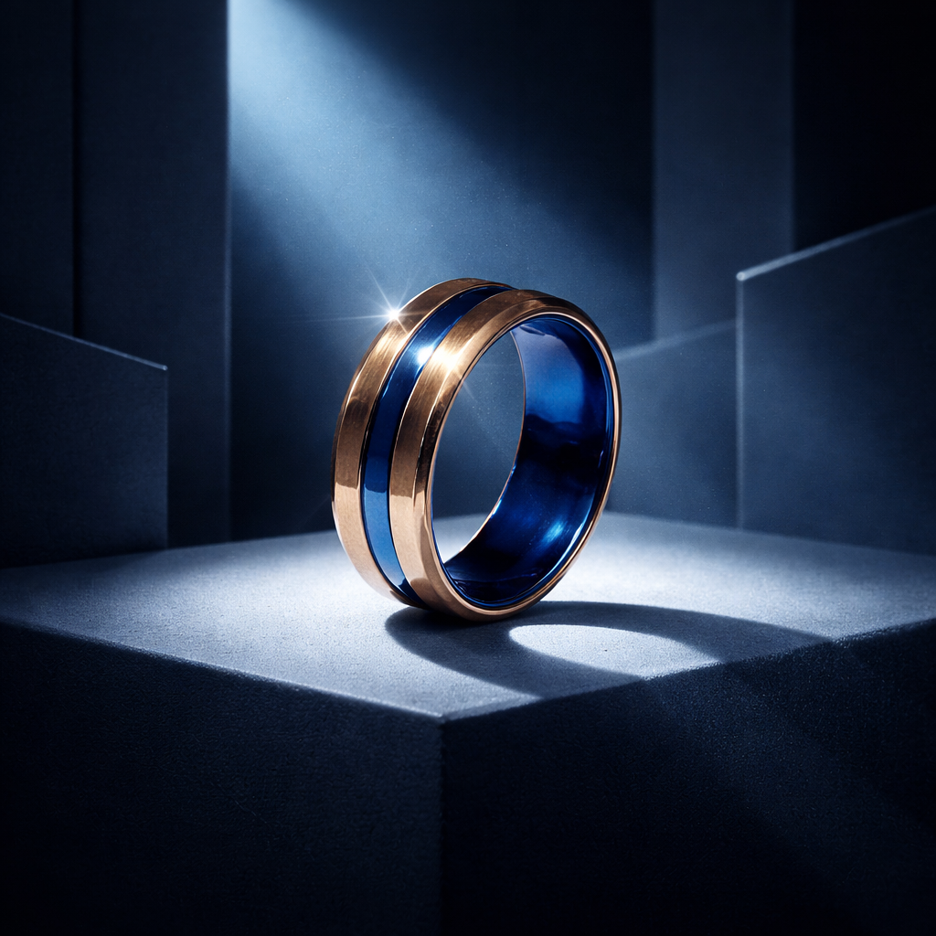 BB015 Men's Tungsten Carbide Ring with Meteorite and Wood Inlays