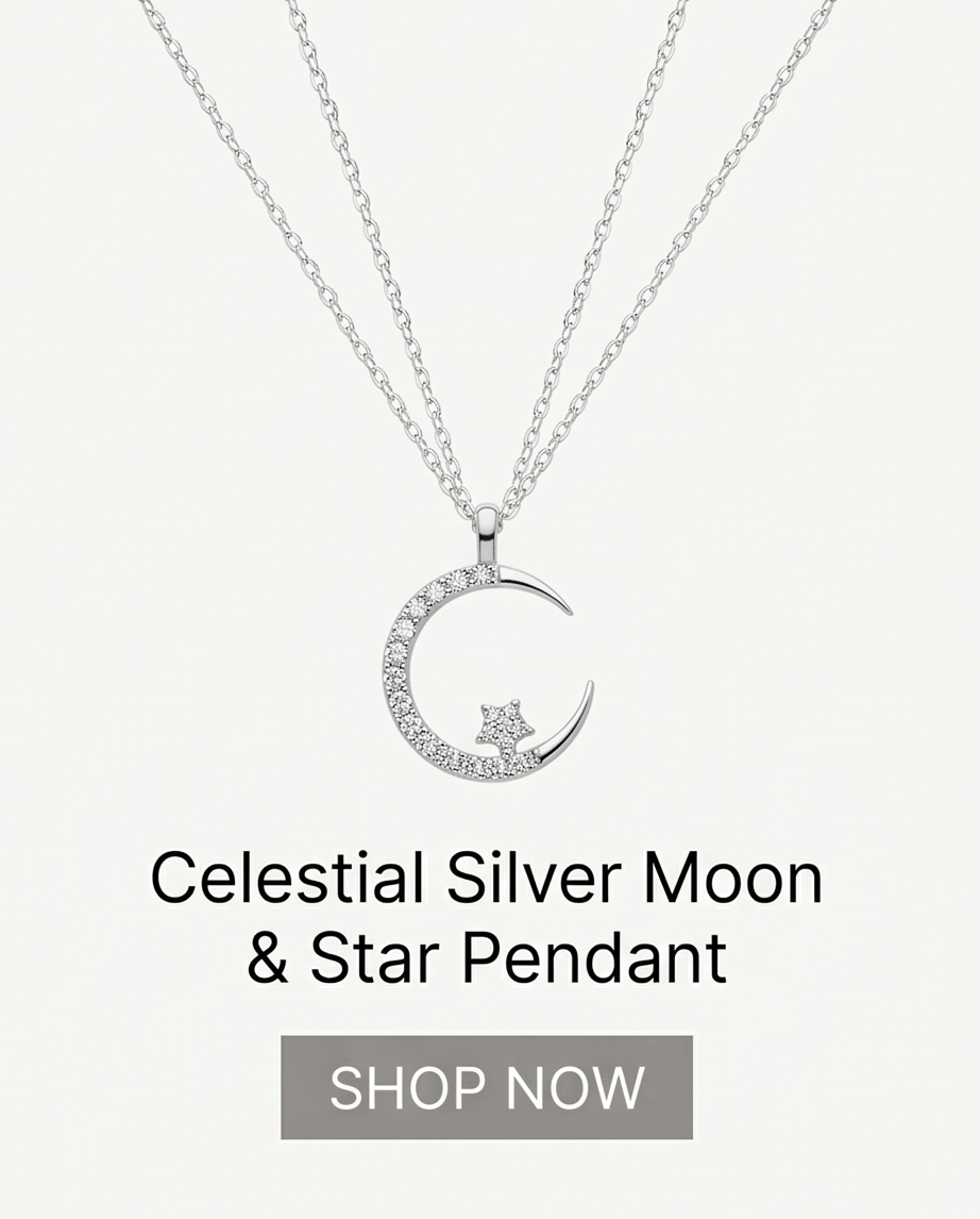 Celestial Silver Moon & Star Pendant