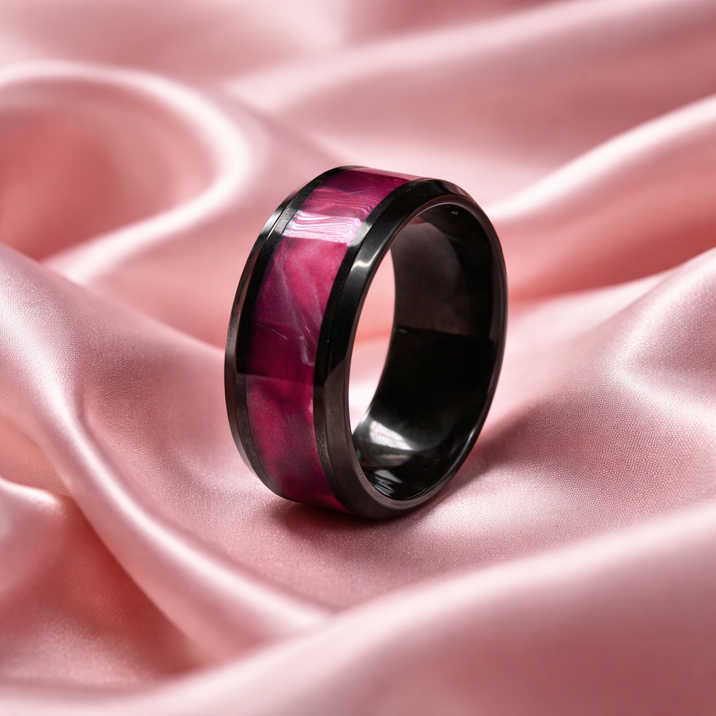 HR005 Pink Marble Tungsten Carbide Ring
