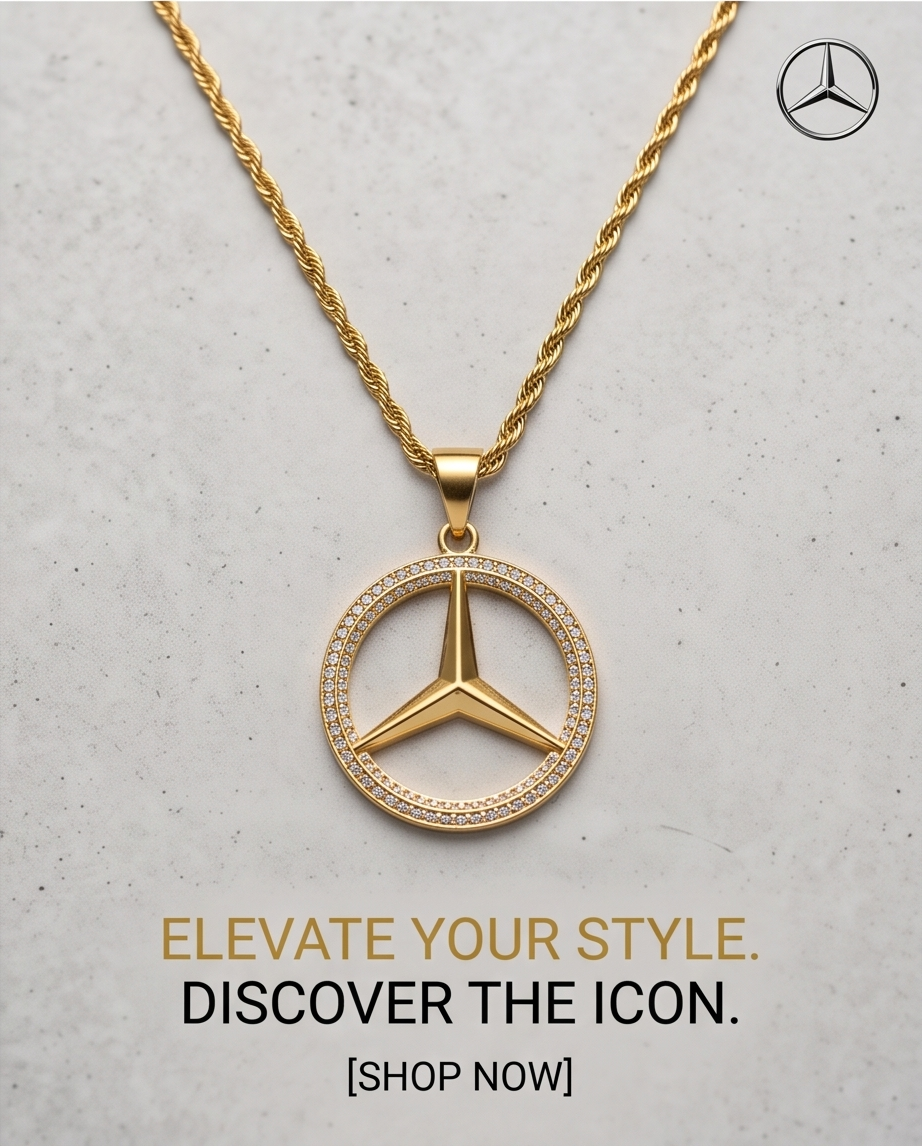 Gold Emblem Pendant Necklace