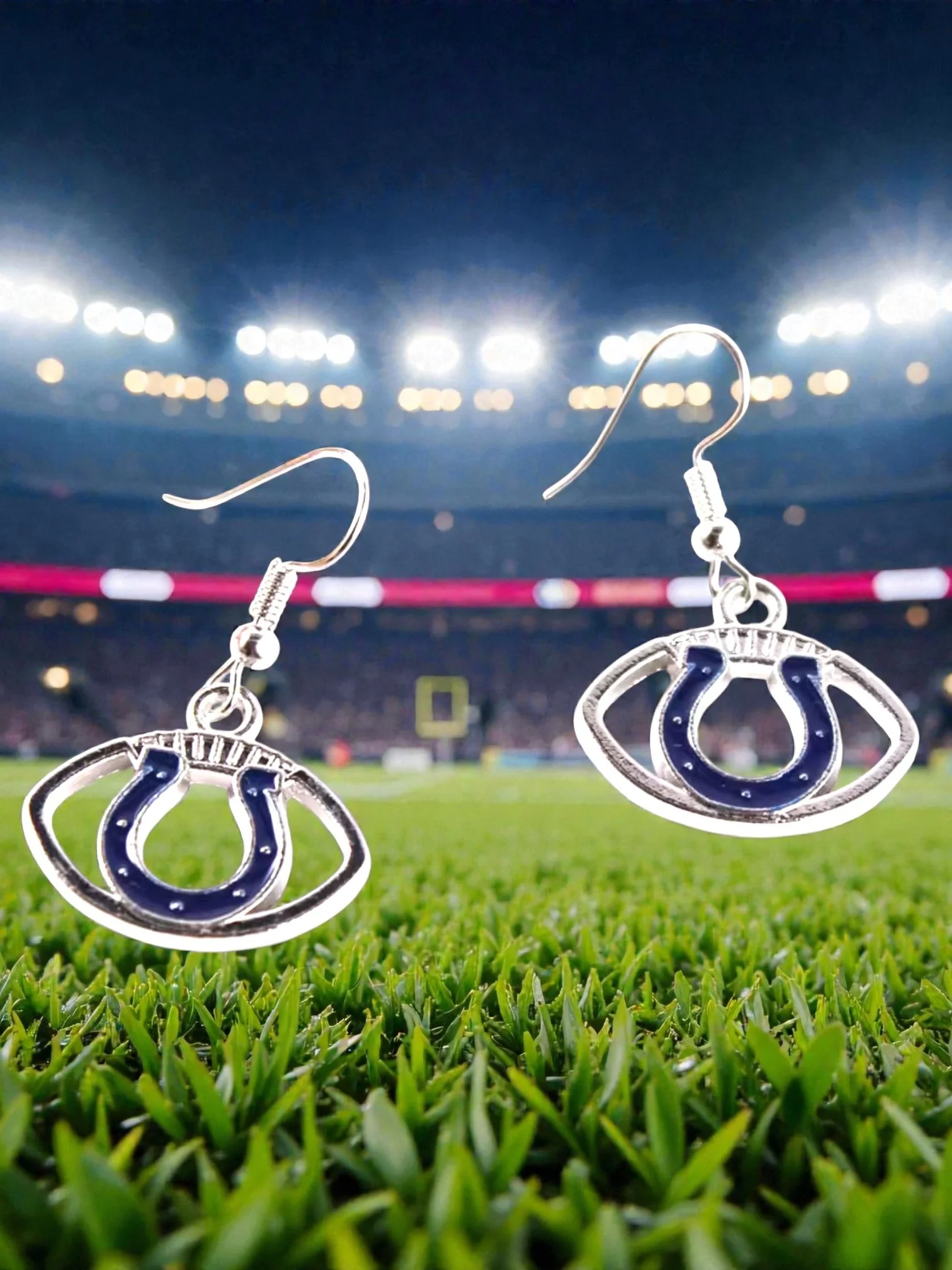 E124 Indianapolis Pony With A Football Curve Earrings