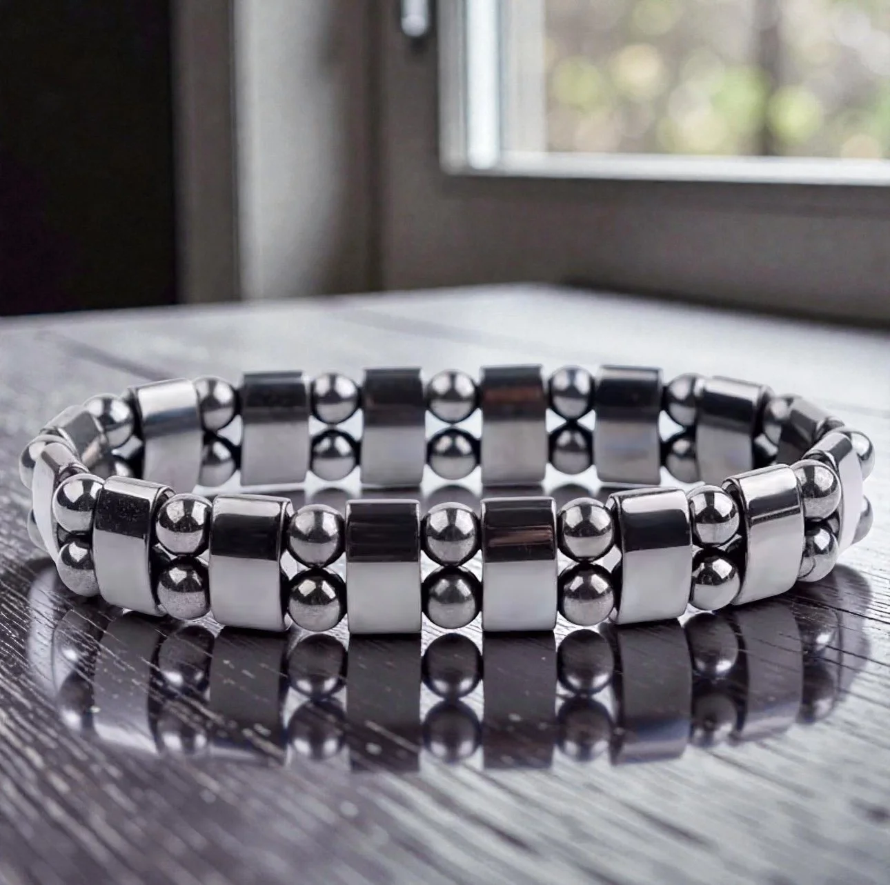 S201 Stainless Steel Geometric Bead Bracelet