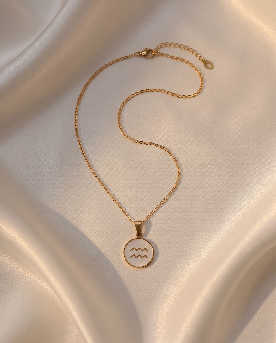 18 Zodiac Aquarius 14k Gold-Plated Zodiac Necklace