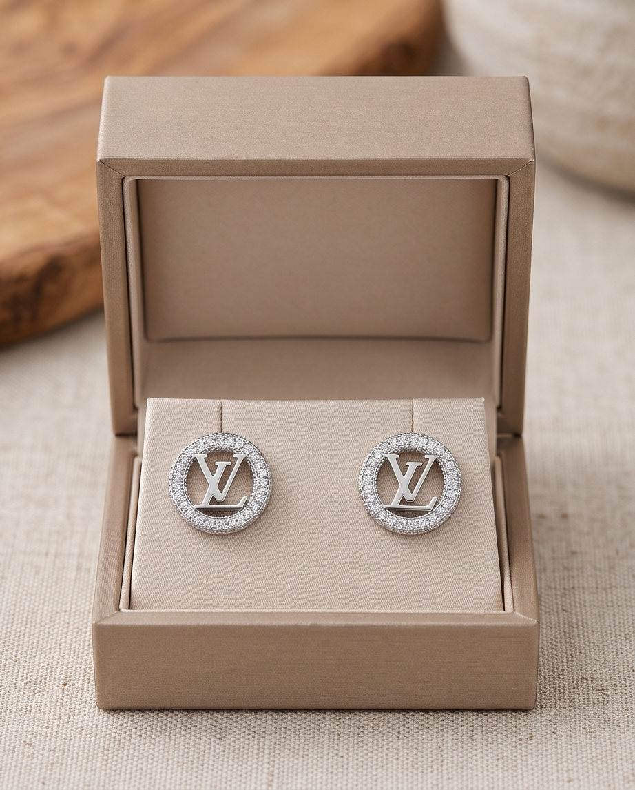 Sterling Silver Elegance Logo Earrings