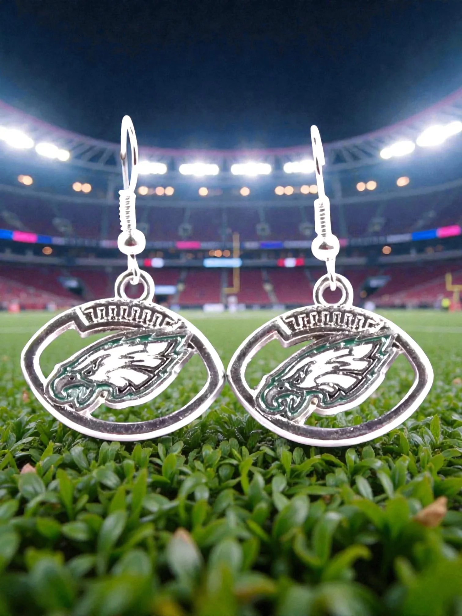 E115 Philadelphia Eagles With A Football Curve Earrings