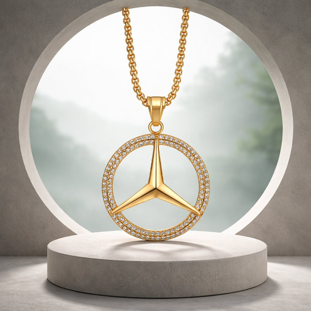 Sassey's Exquisite Gold-Plated Crystal Pendant Necklace