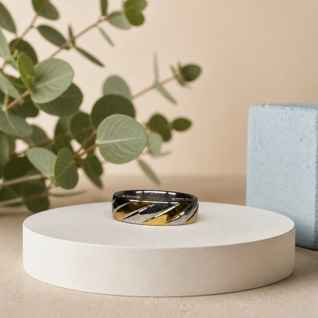 Elegant Dual-Tone Metal Ring Only Sized 8