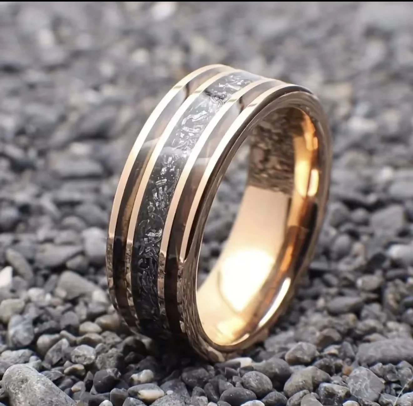 BB012 Rose Gold & Black Tungsten Ring