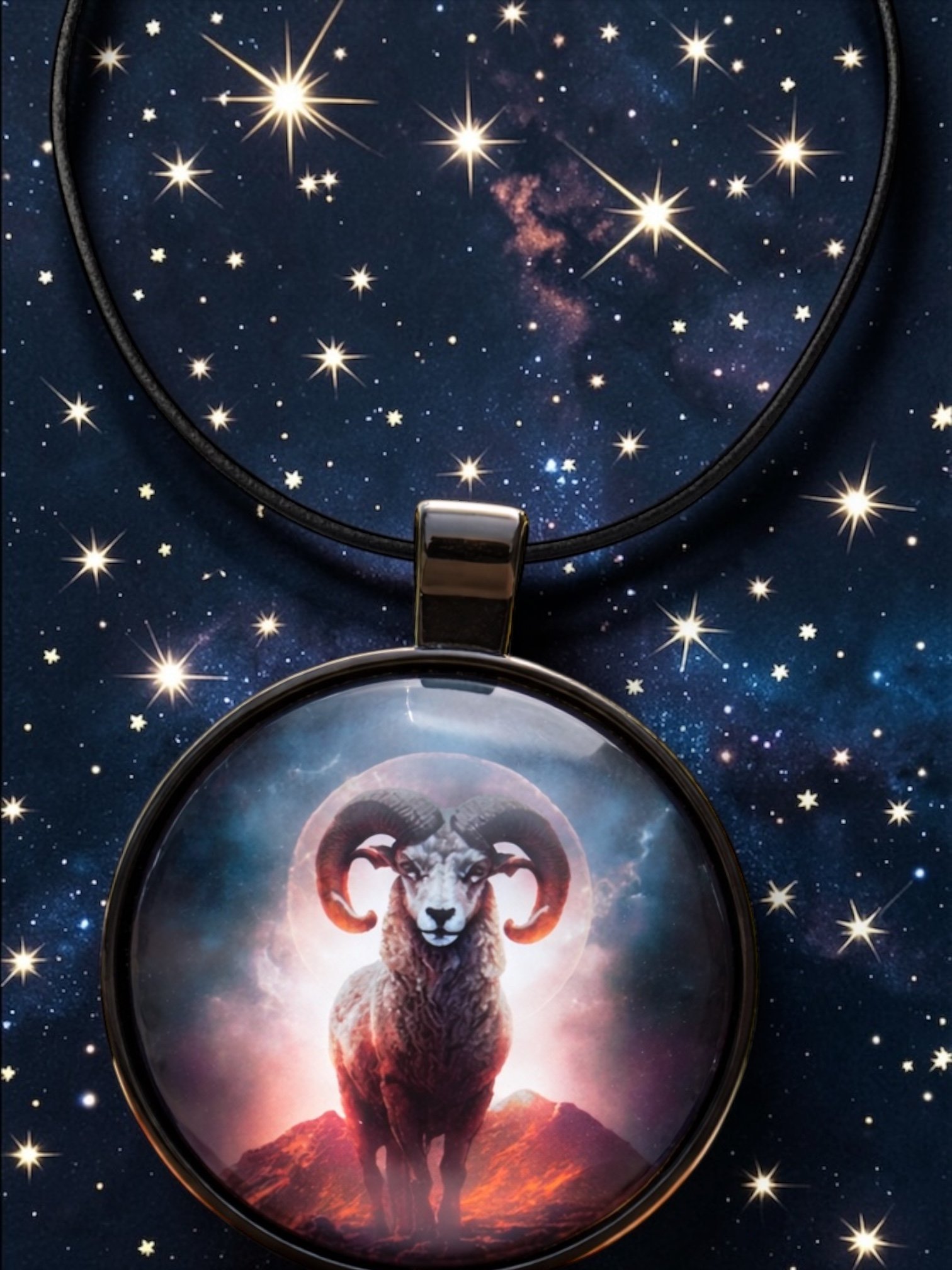 3D208 Aries Cosmic Ram Zodiac Pendant