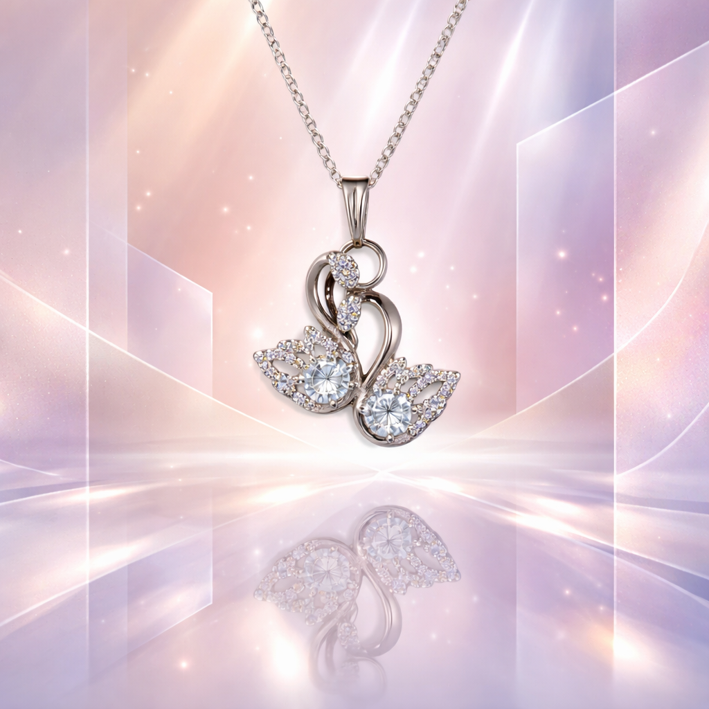 SK3013 Sterling Silver 925 Swan Crystal Pendant Necklace