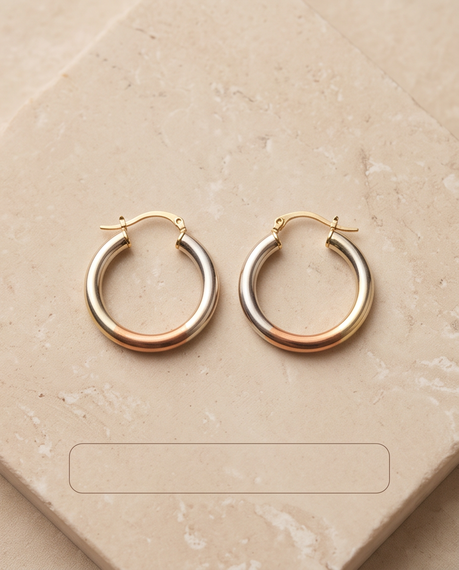 ER012 Smaller Size 20cm Tri-Tone Elegance Hoop Earrings