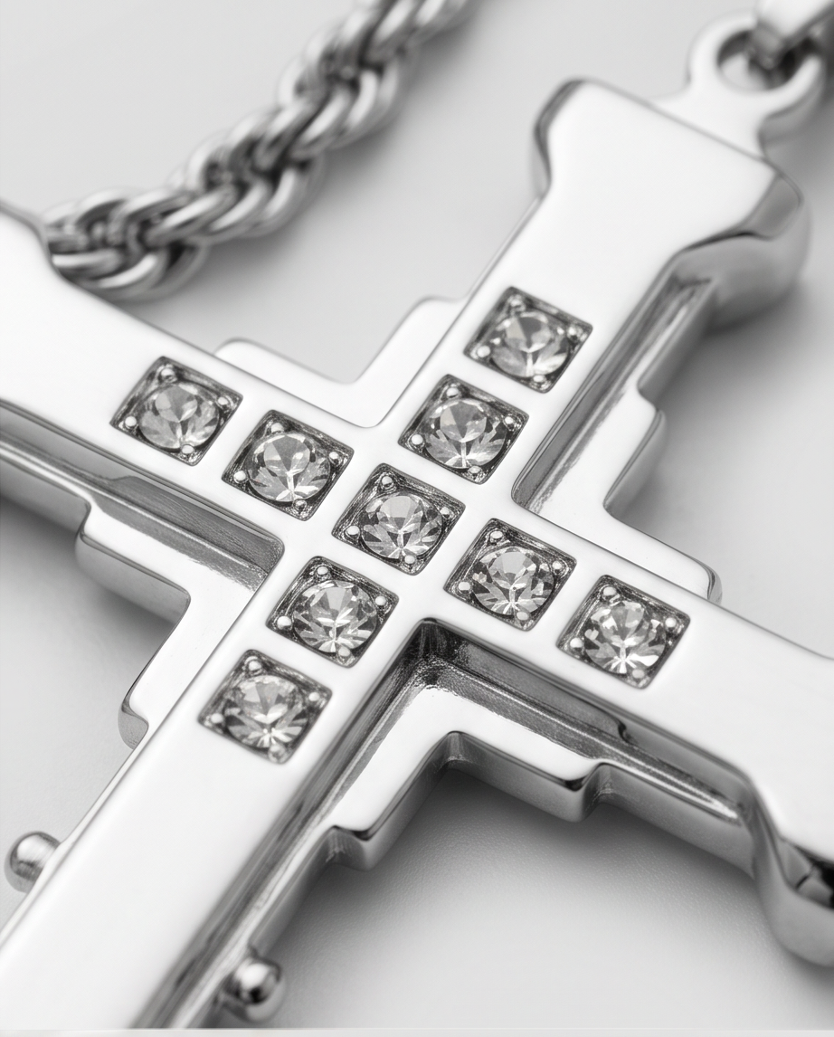 Radiant Sterling Silver Cross Pendant Necklace