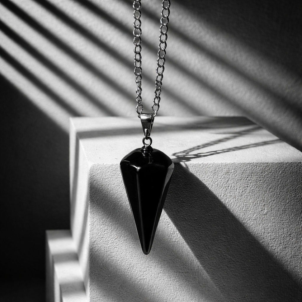 S504 Elegant Black Onyx Pendant Necklace
