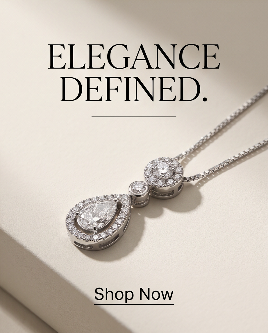 925 Sterling Silver 18 in-O-Chain Link Zirconia Crystals Teardrop Radiance Necklace