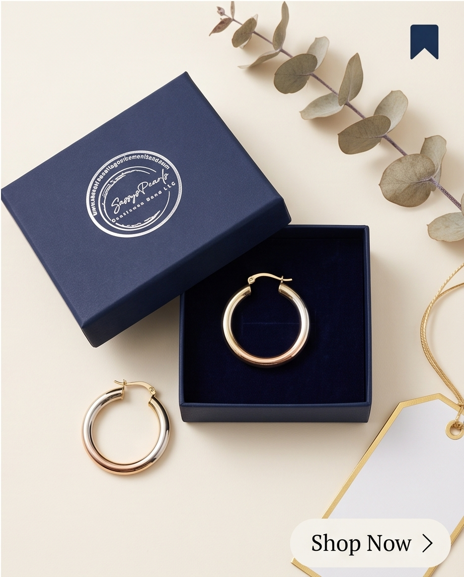 35mm Tri-Tone Hoop Earrings