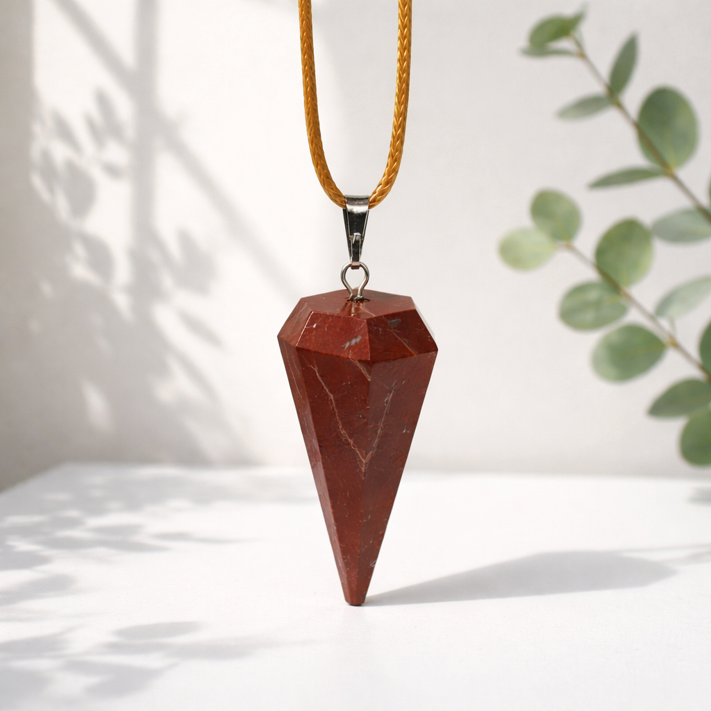 S510 Red Jasper Crystal Pendant Necklace