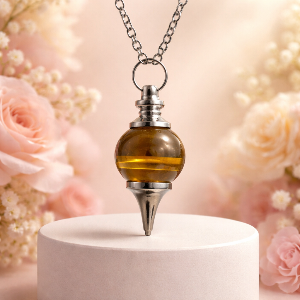 S517 Amber Sphere Pendulum Necklace
