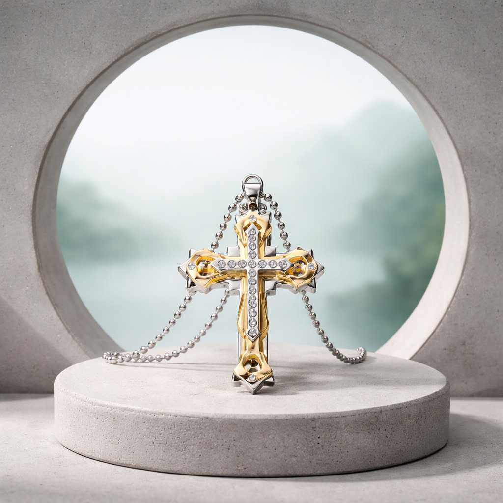 Sassy's Radiant Crystal Cross Pendant Necklace