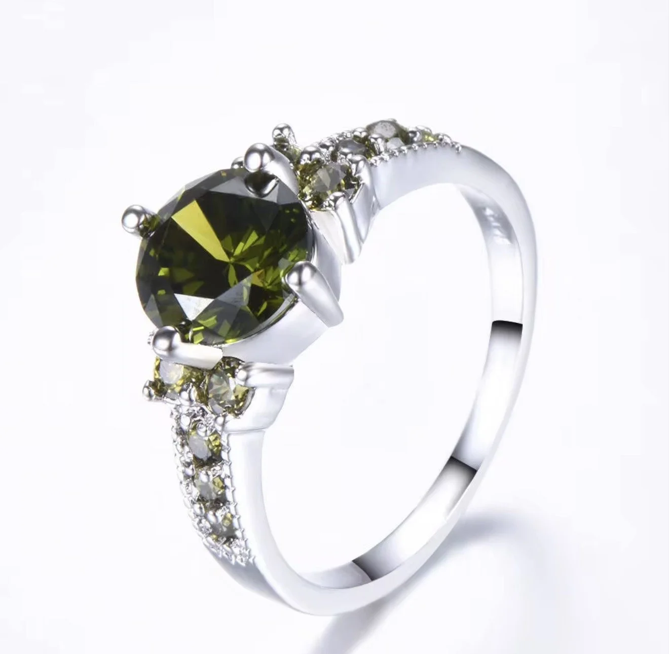 Green Gemstone Sterling Silver Ring