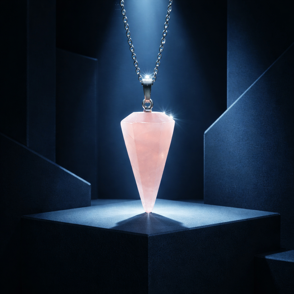 S505 Elegant Rose Quartz Pendant Necklace