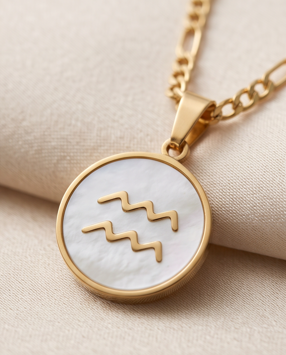 Gold-Plated Aquarius Zodiac Necklace