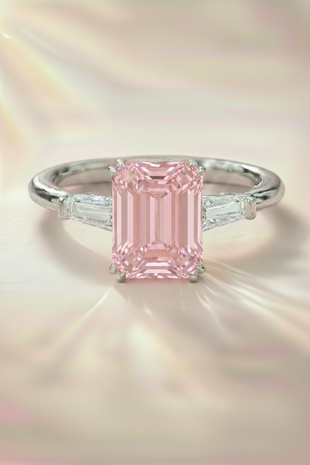 SK02 Princess-Cut Pink Gemstone Ring