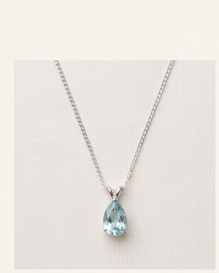 Elegance Pear Aquamarine Necklace
