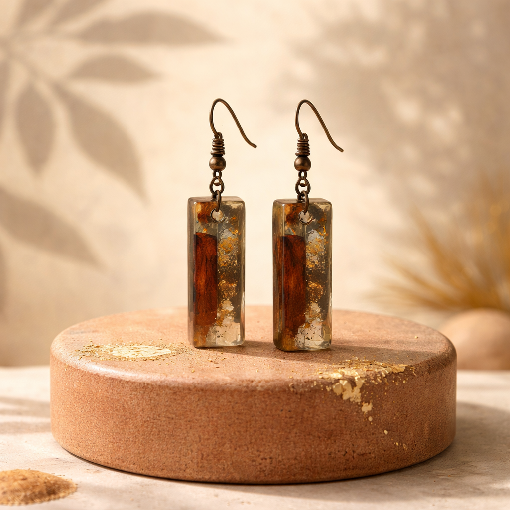 E28 Nature's Elegance Resin and Wood Earrings