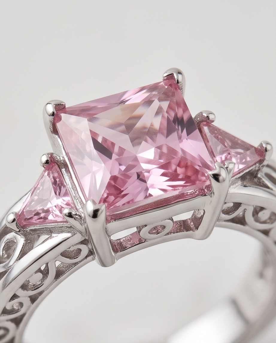 Exquisite Pink Gemstone Ring ONLY SIZE -6