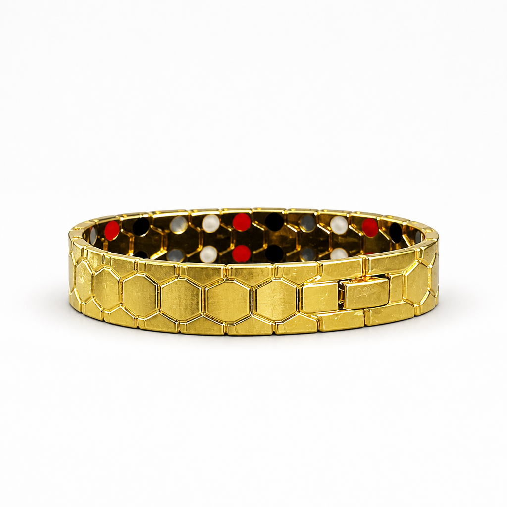 S209 Golden Yellow Magnetic Geometric Gold Artisan Belt