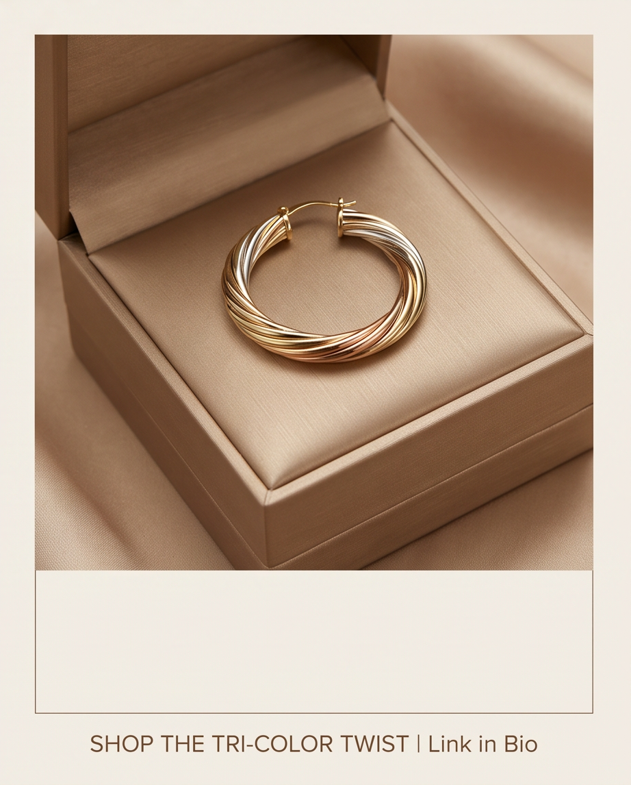 ER006 Tri-Color Twisted Hoop Earrings