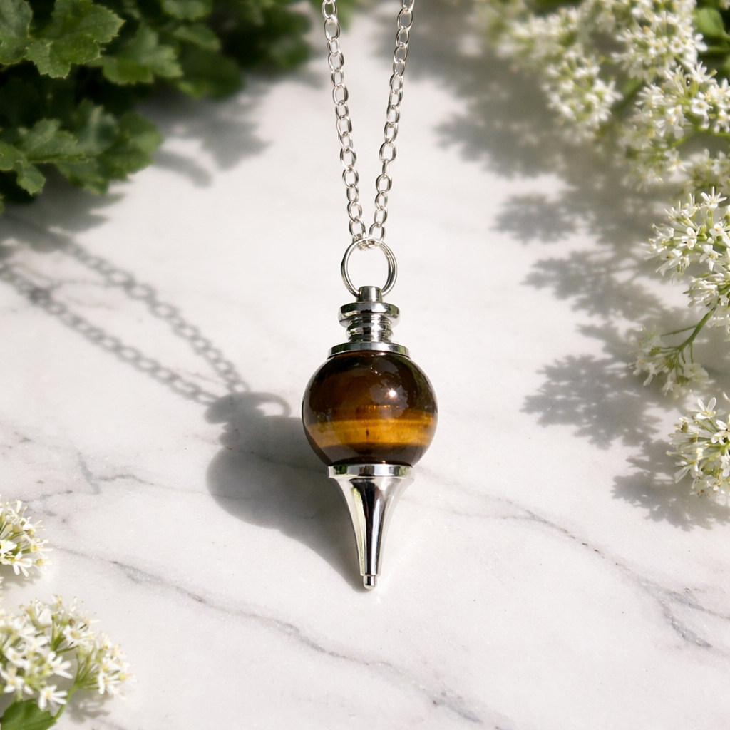 Tiger’s Eye Crystal Pendulum Necklace