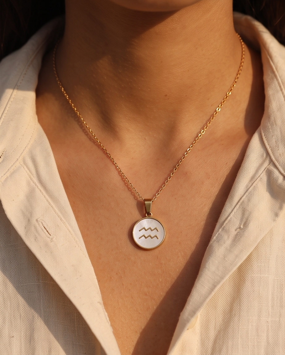 Aquarius Zodiac Pendant Necklace