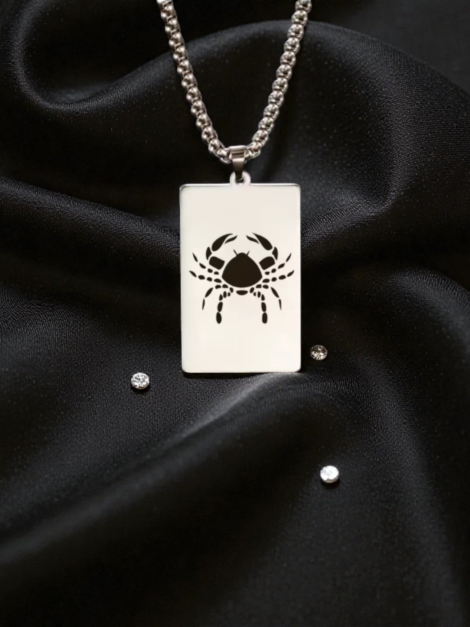 B08 20'Cancer Gold/Silver Zodiac Tag Necklace